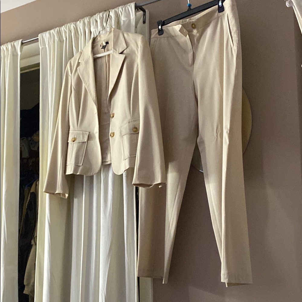 Cream Blazer and Pants Set